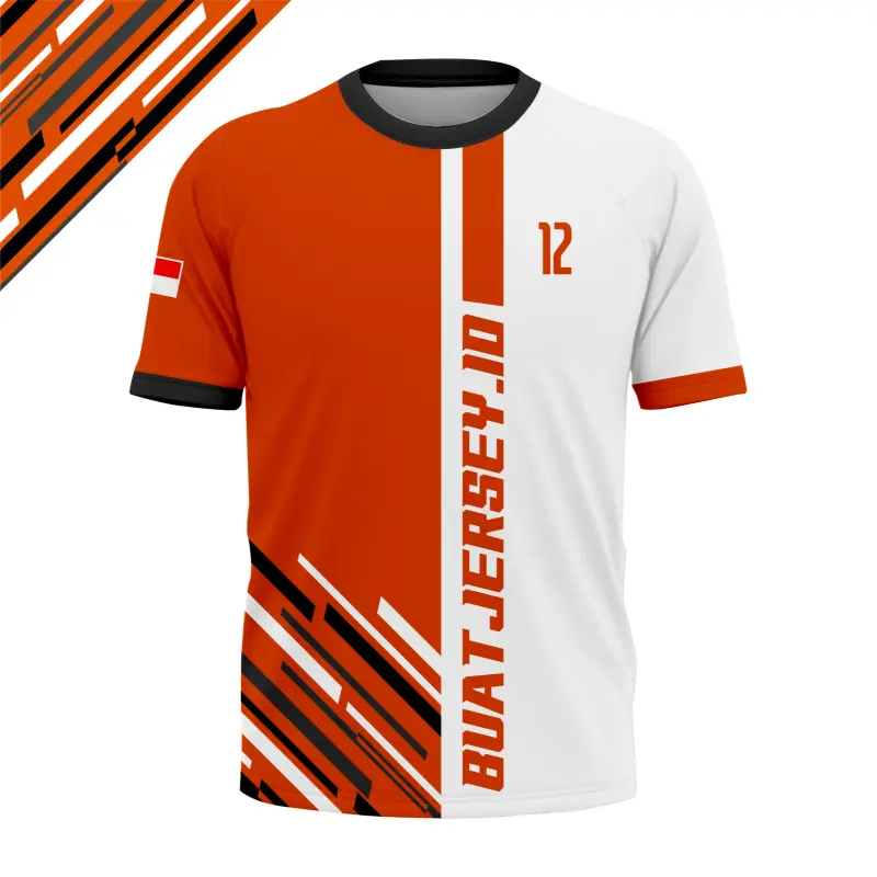 Jersey Tim Modern - Tema "Dynamic Split" Oranye Putih