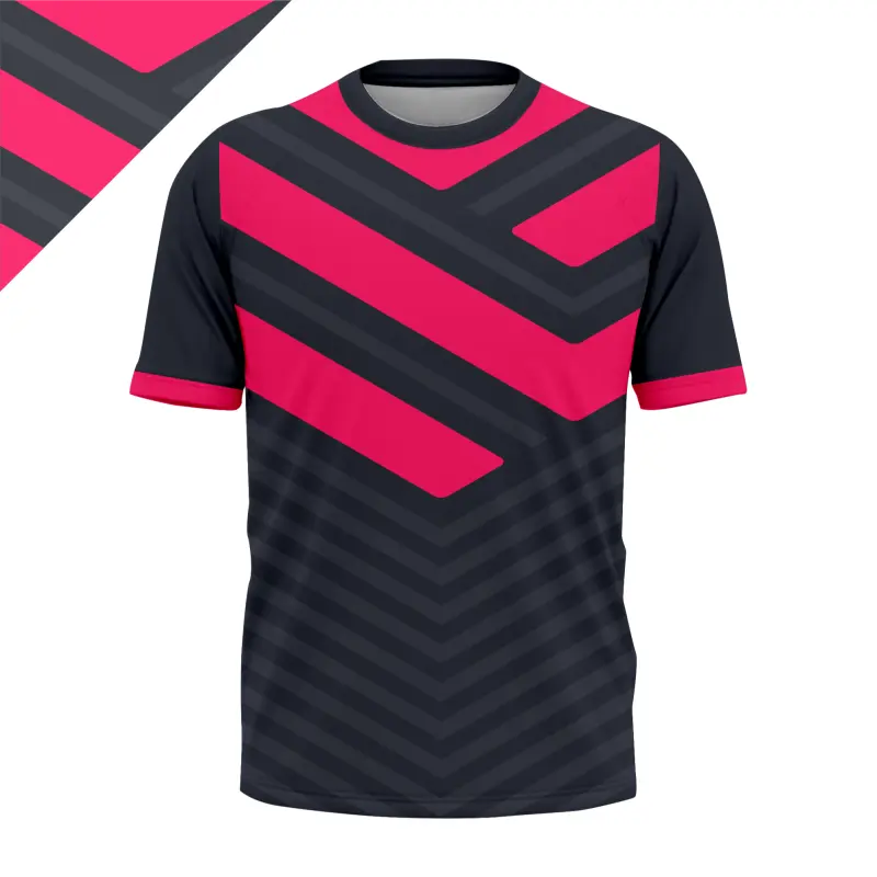 Baju Jersey Custom Full Sublimation - Dark Grey & Neon Pink Series