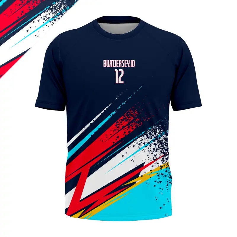 Jersey Custom Full Sublimation - Desain Dynamic Navy Blue