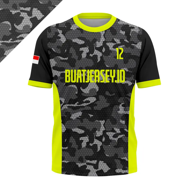Jersey Custom Full Sublimasi - Grey Camo Neon Edition - Satuan & Tim