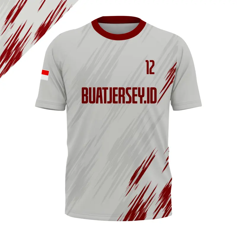 Jersey Voli Custom Nama & Nomor Punggung - Desain Abstract Brush Red