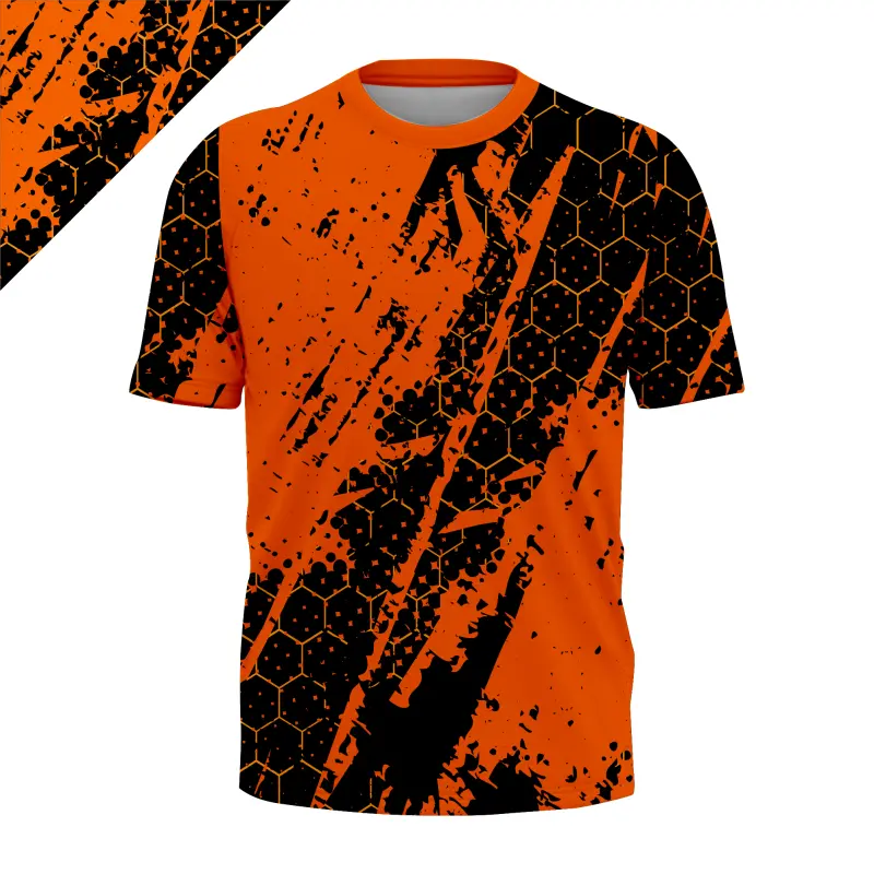 Jersey Gaming Esports Orange Hexagon - Abstract Grunge Series