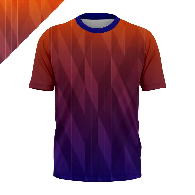 Baju Jersey Full Sublimation Motif Prismatik Gradasi Ungu Oranye