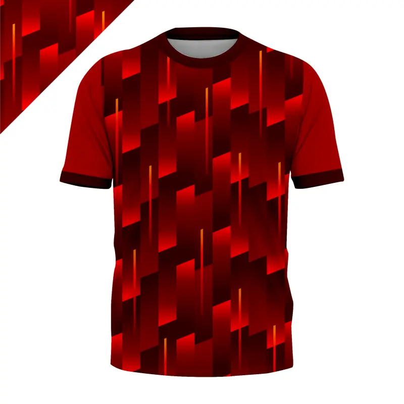 Jersey Custom Red Abstract Geometric - Atasan Olahraga Dry-Fit