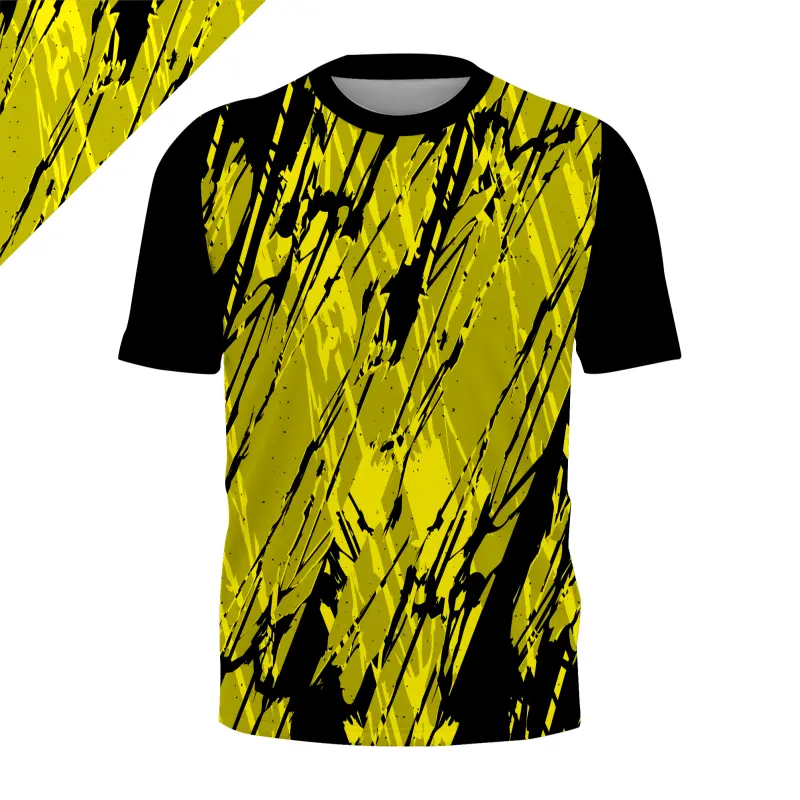 Jersey Olahraga Pria Yellow Abstract - Dryfit Premium Untuk Lari