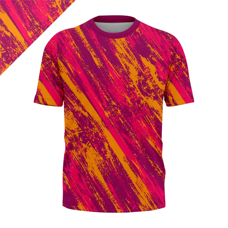 Jersey Kaos Olahraga Full Print Abstract Grunge - Magenta Orange Dynamic Edition