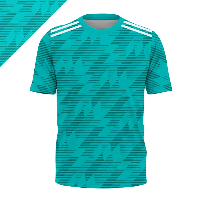 Jersey Setelan Olahraga Premium - Motif Geometric Teal Glitch (Futsal, Badminton, Running)